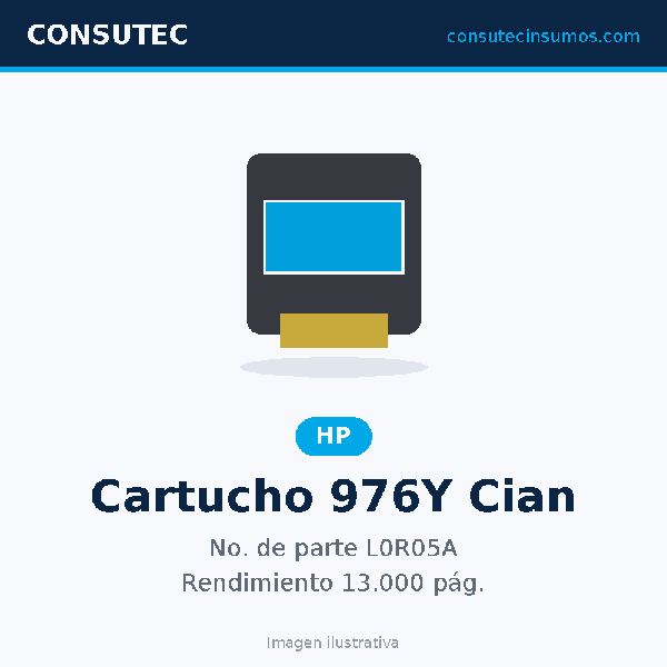 Cartucho HP 976Y Cian L0R05A