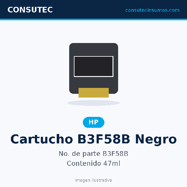 Cartucho HP B3F58B Negro