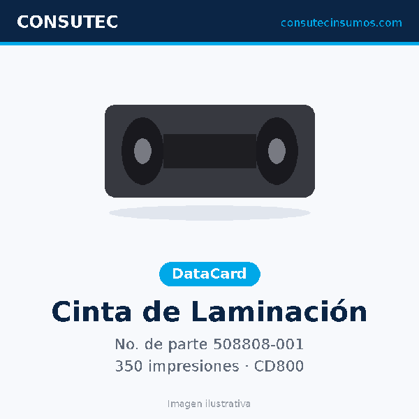 Cinta de Laminación DataCard 508808-001 para CD800