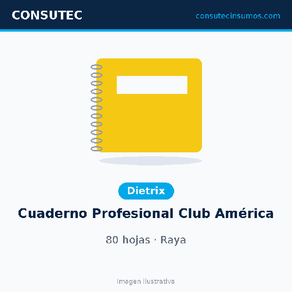 Cuaderno Profesional Dietrix Club América, 80 hojas de raya