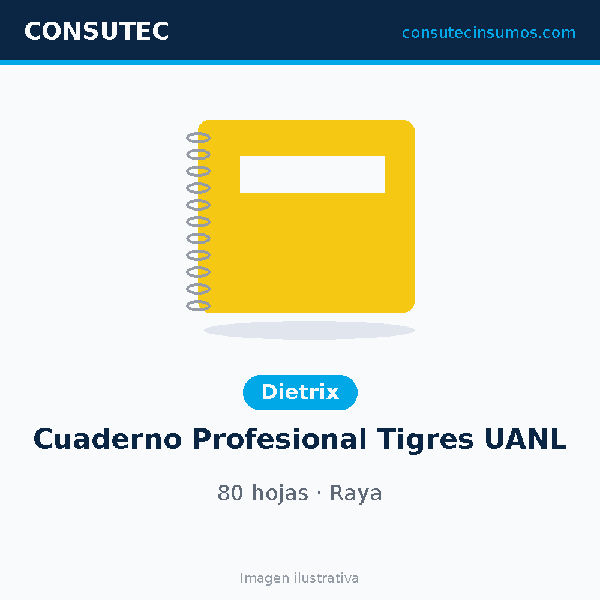 Cuaderno Profesional Dietrix Tigres UANL, 80 hojas de raya