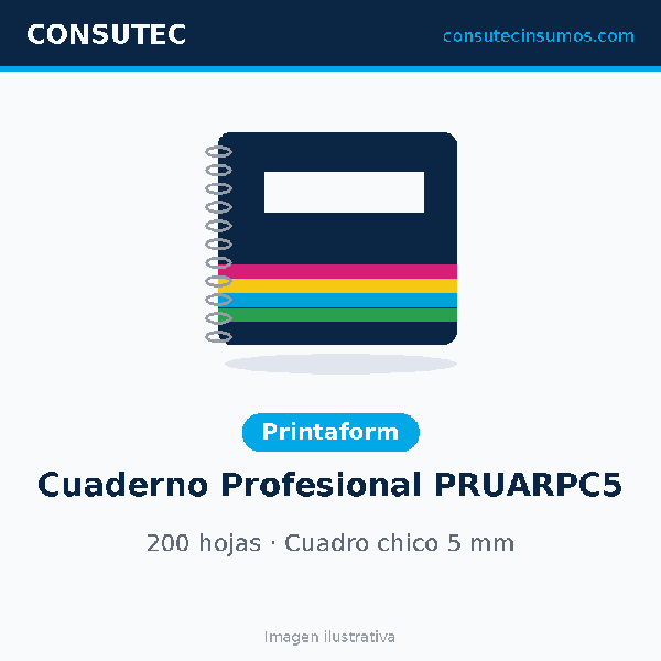 Cuaderno Profesional Printaform PRUARPC5, 200 hojas cuadro chico