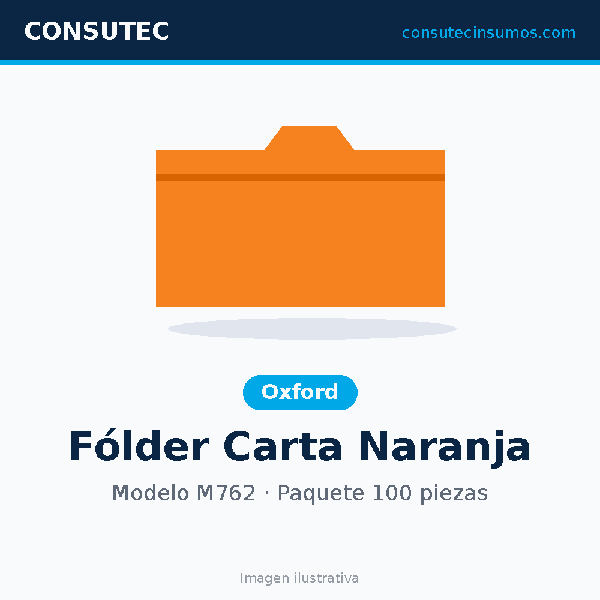 Fólder Oxford Carta Naranja M762, paquete 100 piezas