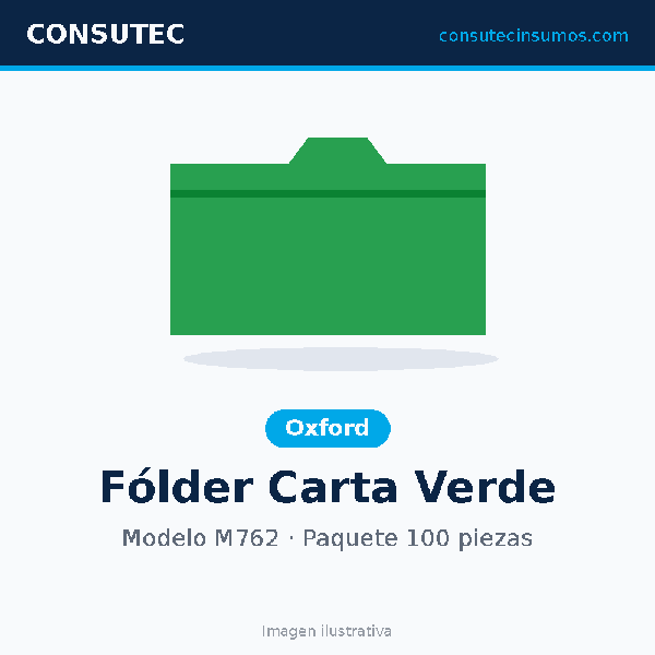 Fólder Oxford Carta Verde M762, paquete 100 piezas