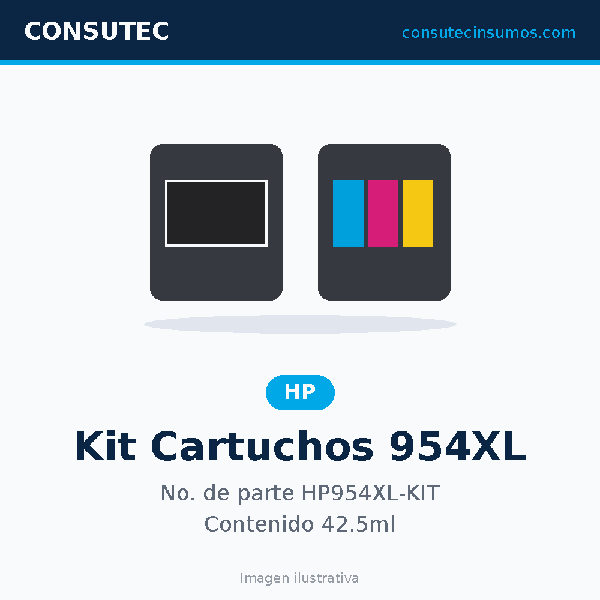 Kit Cartuchos HP 954XL Alto Rendimiento Negro y Color
