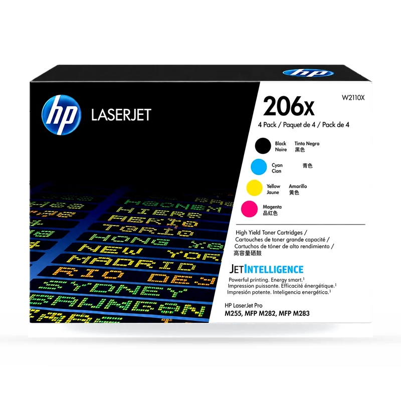 Kit de Tóner HP 206X Original: Negro, Cian, Amarillo y Magenta