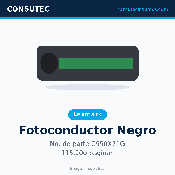 Lexmark Fotoconductor C950X71G Negro, 115,000 páginas