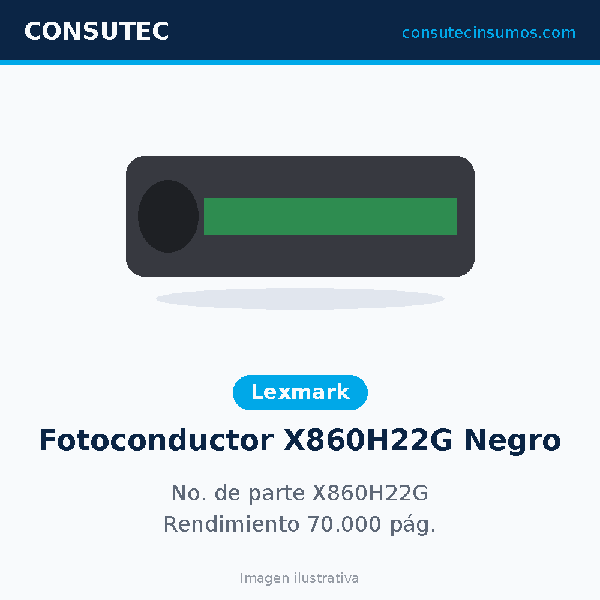 Lexmark Fotoconductor X860H22G Negro