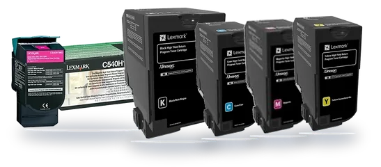 Tóner Lexmark original en negro, cian, magenta y amarillo