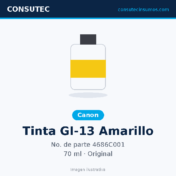 Tanque de Tinta Canon GI-13 Amarillo 70ml 4686C001
