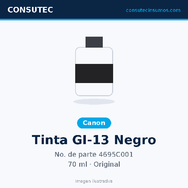 Tanque de Tinta Canon GI-13 Negro 70ml 4695C001