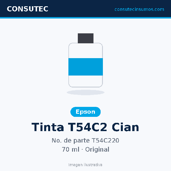 Tanque de Tinta Epson T54C2 Cian 70ml T54C220