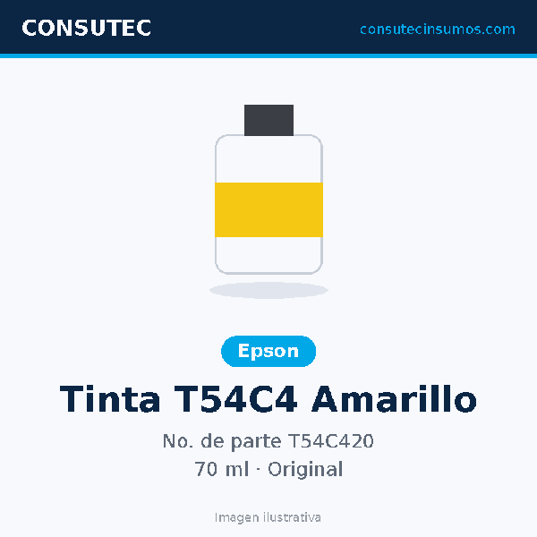 Tanque de Tinta Epson T54C4 Amarillo 70ml T54C420