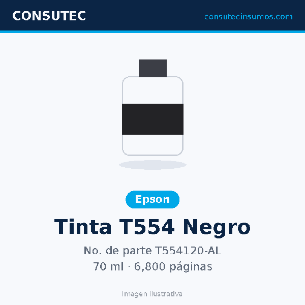 Tanque de Tinta Epson T554 Negro 70ml T554120-AL