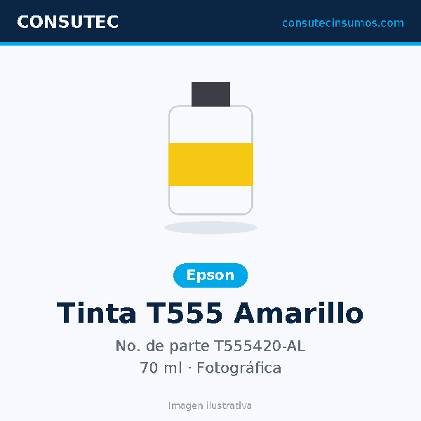 Botella de Tinta Epson T555 Amarillo 70ml T555420-AL