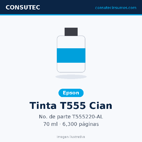 Tanque de Tinta Epson T555 Cian 70ml T555220-AL
