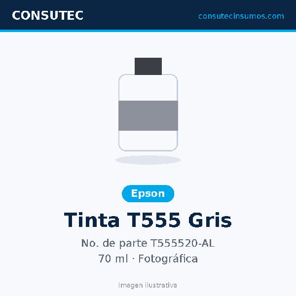 Tanque de Tinta Epson T555 Gris 70ml T555520-AL