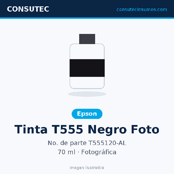 Tanque de Tinta Epson T555 Negro Fotográfico 70ml T555120-AL