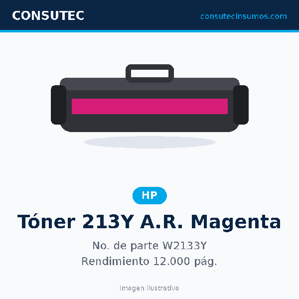 Tóner HP 213Y Alto Rendimiento Magenta W2133Y
