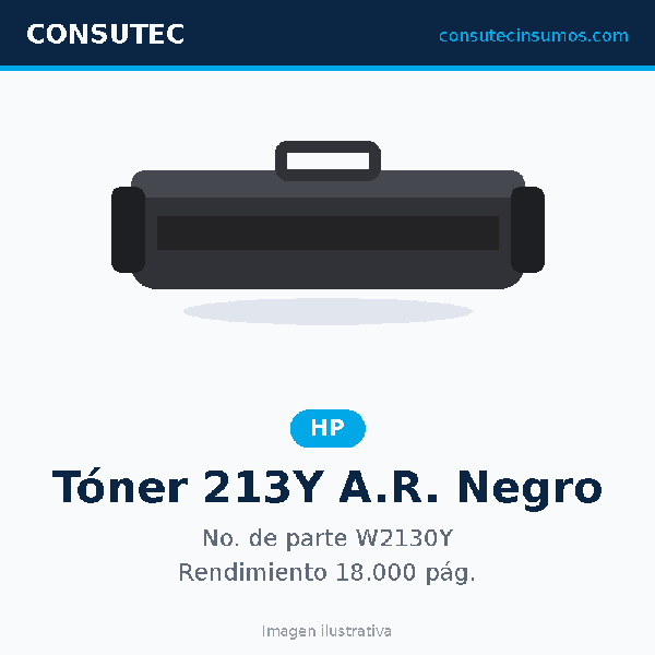 Tóner HP 213Y Alto Rendimiento Negro W2130Y