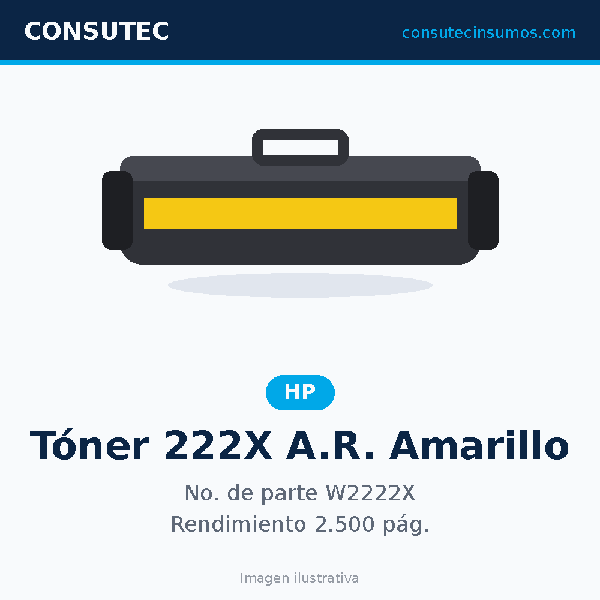 Tóner HP 222X Alto Rendimiento Amarillo W2222X
