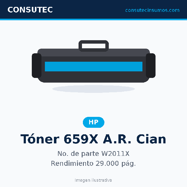 Tóner HP 659X Alto Rendimiento Cian W2011X