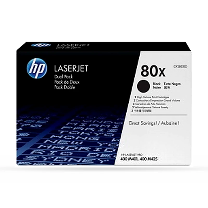 Tóner HP 80X Paquete Doble Negro Original, 2 x 6,900 Páginas CF280XD