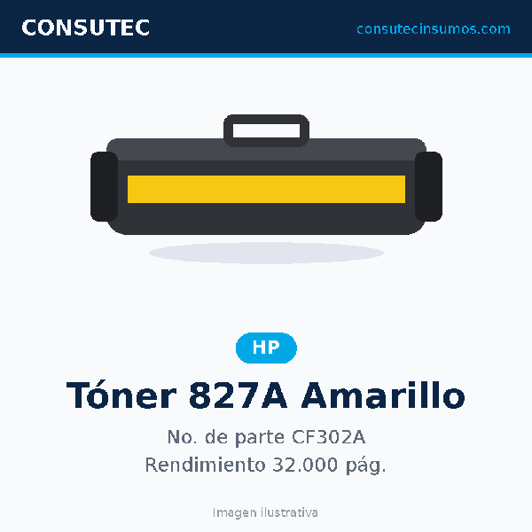 Tóner HP 827A Amarillo CF302A