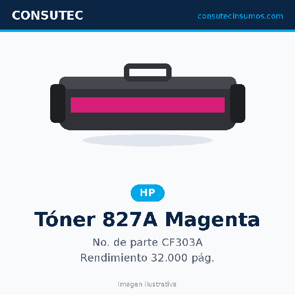 Tóner HP 827A Magenta CF303A