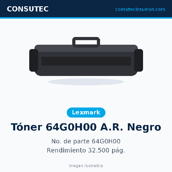 Tóner Lexmark 64G0H00 Alto Rendimiento Negro