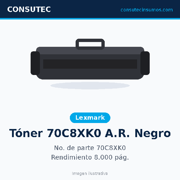 Tóner Lexmark 70C8XK0 Alto Rendimiento Negro