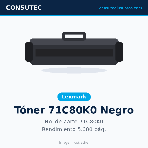 Tóner Lexmark 71C80K0 Negro