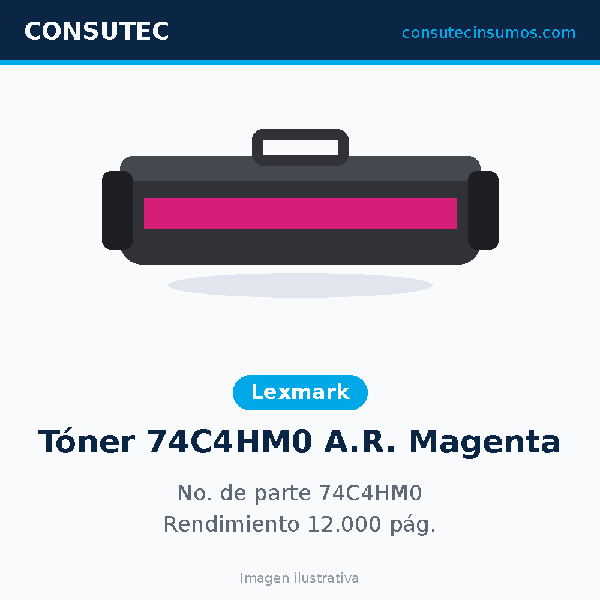 Tóner Lexmark 74C4HM0 Alto Rendimiento Magenta