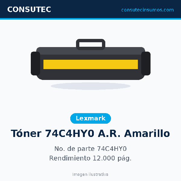 Tóner Lexmark 74C4HY0 Alto Rendimiento Amarillo