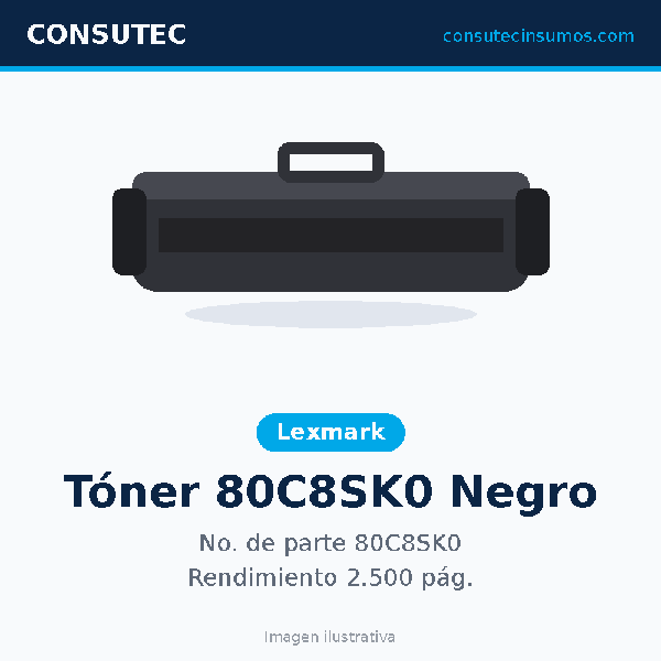 Tóner Lexmark 80C8SK0 Negro