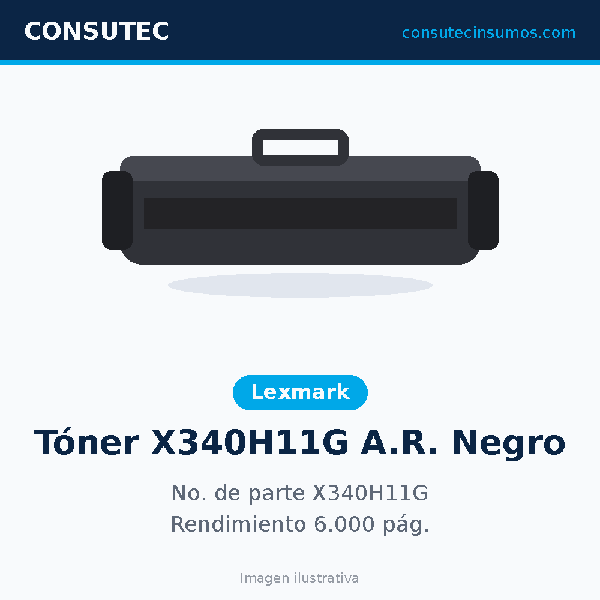 Tóner Lexmark X340H11G Alto Rendimiento Negro